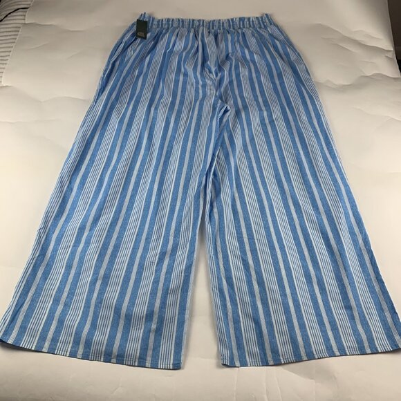 Wild Fable Bright Blue Striped Smocked Waist Wide Leg Summer Lounge Pant 3X New - Picture 7 of 8